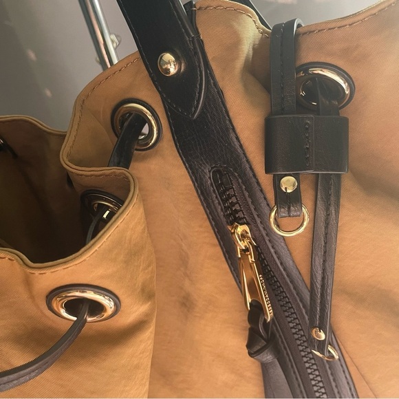 Rebecca Minkoff Nylon Mab Large Drawstring Shoulder Tote Military Tan Brown - Picture 6 of 16